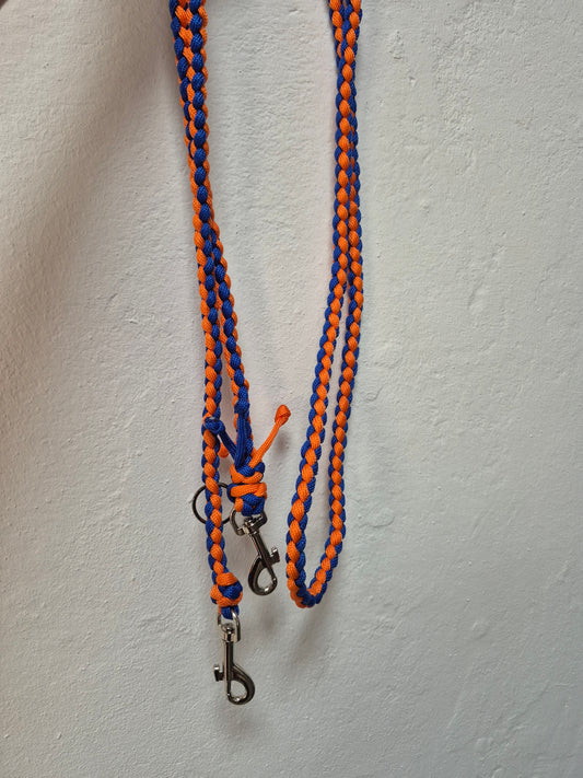 Hundeleine dünn 3m verstellbar Blau/Orange