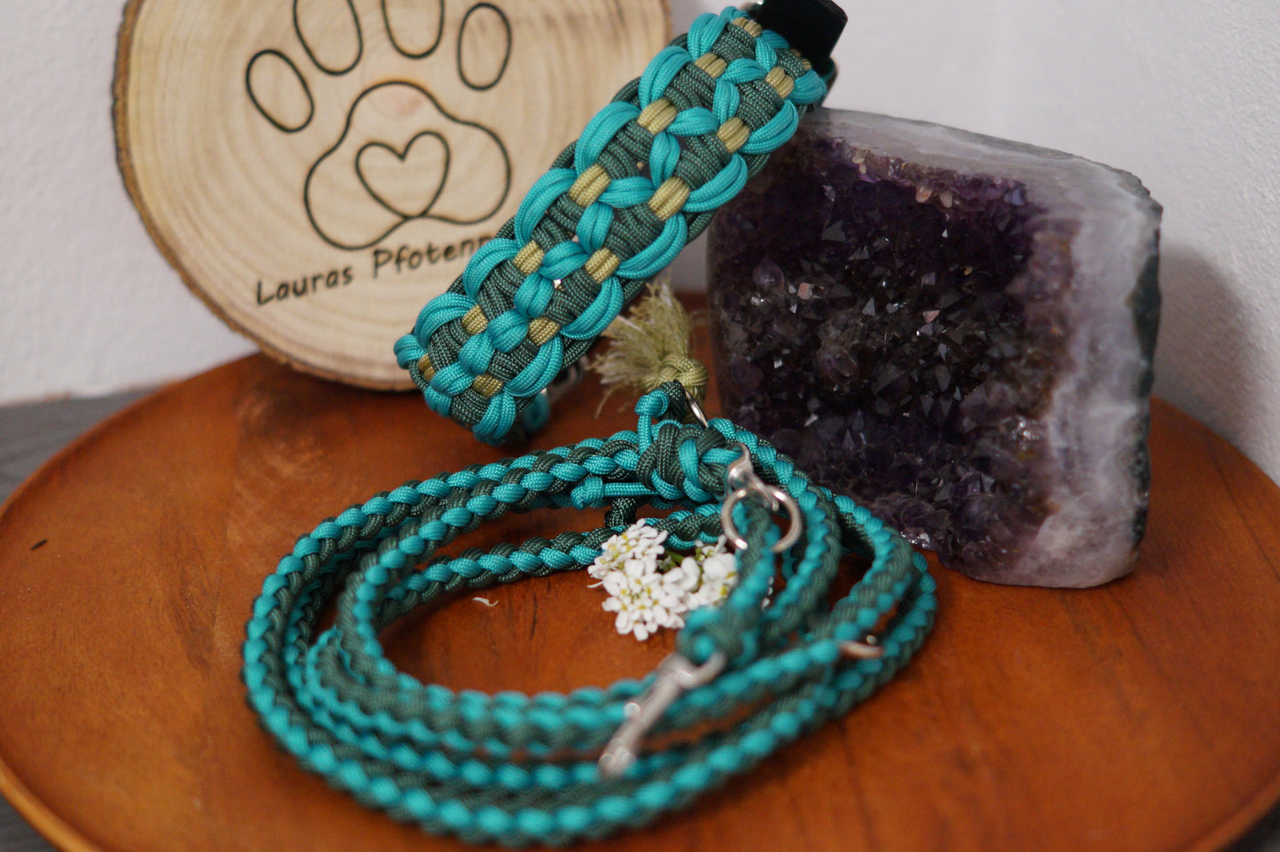 SET Forest Teal Hundehalsband  und Leine